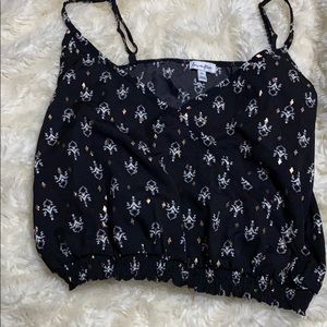 Black white and gold crop top